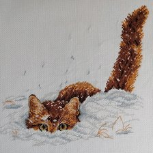 Работа «Котик в снегу»