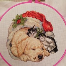 Работа «Щенок и котик в рождество»