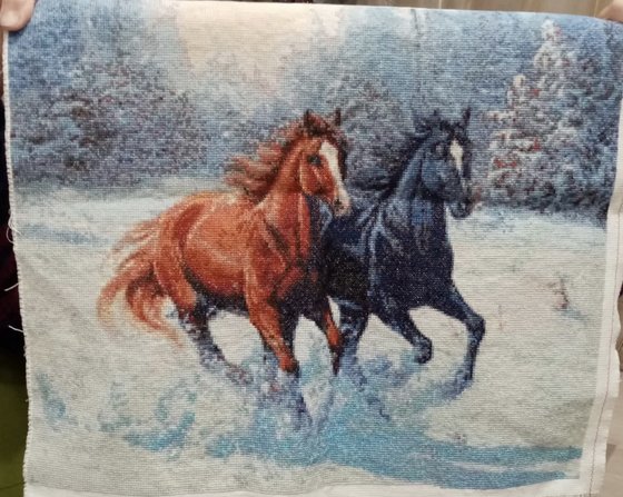 Работа «Лошади в зимнем лесу»