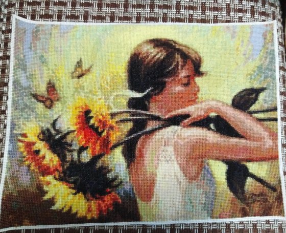 Работа «🌻🌻🌻"Девушка с подсолнухами" 🌻🌻🌻»