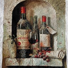 Работа «Натюрморт с вином и виноградом»