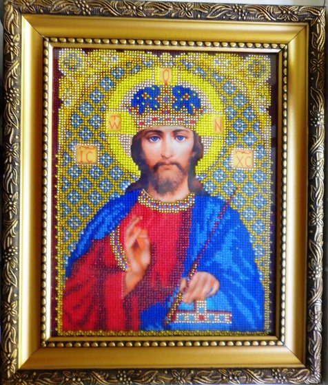 Работа «Господь Вседержитель  икона бисером»