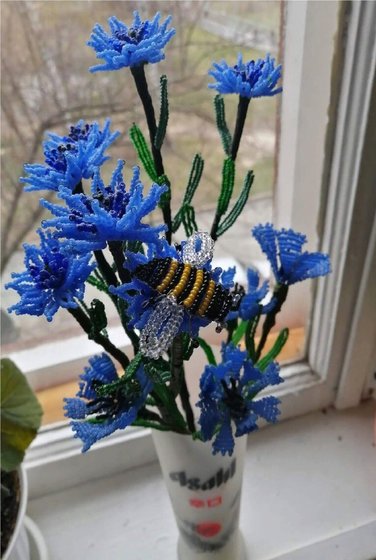 Работа «бисероплетение васильки»