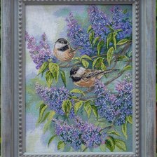 Работа «Синицы и сирень»