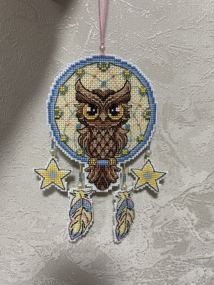 Работа «М.П. Студия. Сова. Ловец снов. Пластиковая канва»