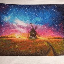 Работа «Рассвет, мельница»