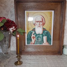 Работа «Сергий Радонежский в дубовом киоте.»