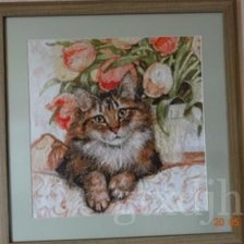 Работа «Кошка на софе,набор от Kustom Krafts/»