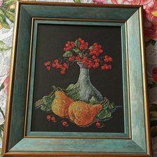 Работа «Ягоды и груши: 18 каунт, п/кр. 2 нити, 20*25 см»