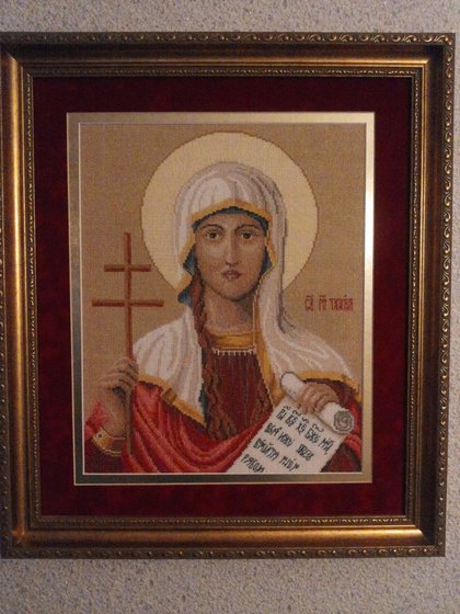 Работа «Икона Татьяны. Вышита более 10 лет назад. Размер 40см×60см»