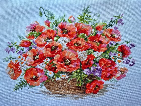 Работа «"Корзина маков". Набор фирмы "Алиса" 40×30»