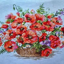 Работа «"Корзина маков". Набор фирмы "Алиса" 40×30»