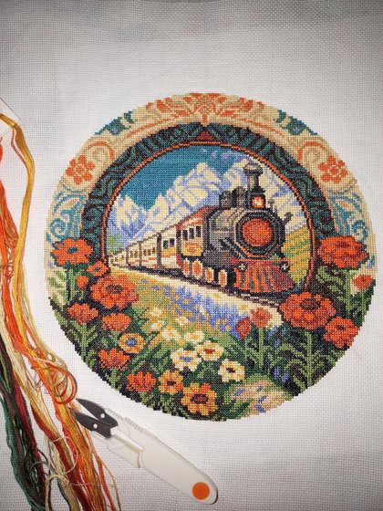 Работа «Поезд , Мир Вышивки.»