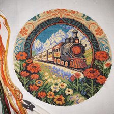 Работа «Поезд , Мир Вышивки.»