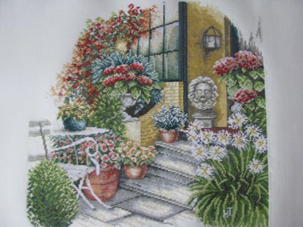 Терраса с осенними цветами. Фирменный набор от Lanarte. №25755