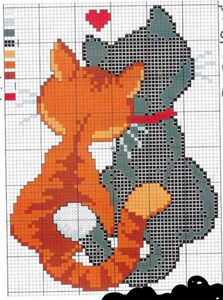 Схема котов на рубашку №38840