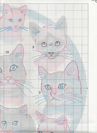 Схема котов на рубашку №42028