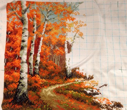 Риолис 1155 «Золотая роща». Процесс вышивки. №51487