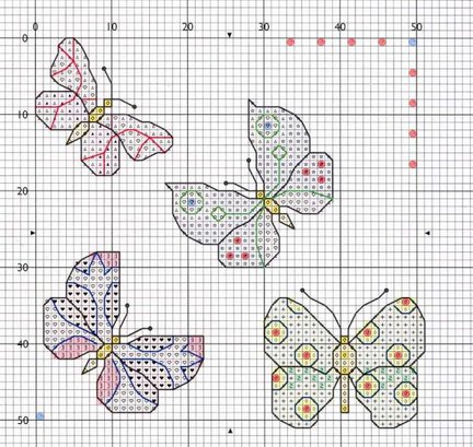 Маленькие схемы бабочек на детскую одежду №53581