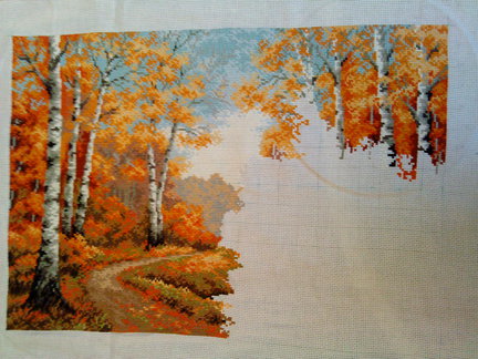 Риолис 1155 «Золотая роща». Процесс вышивки. №56422