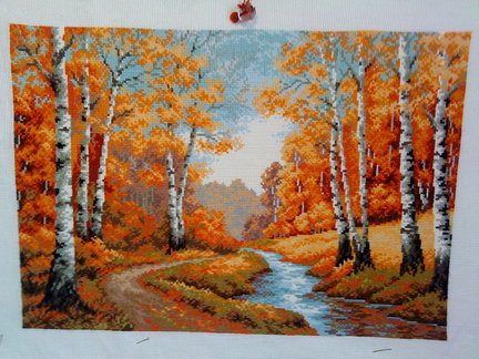 Риолис 1155 «Золотая роща». Процесс вышивки. №58088