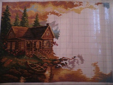 Алиса. Вечер в горах. Процесс вышивки. №61730