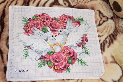 Пара голубков и розовое сердце №62684