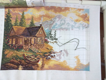 Алиса. Вечер в горах. Процесс вышивки. №63184
