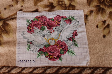 Пара голубков и розовое сердце №63860