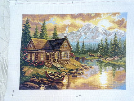 Алиса. Вечер в горах. Процесс вышивки. №64555