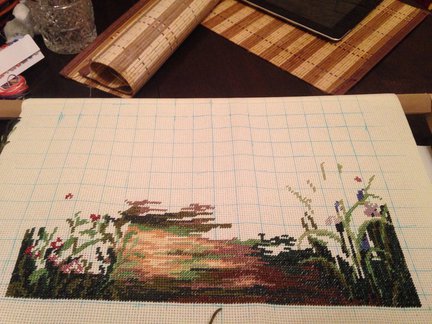 Начало новой работы: «Тропа в цветах» от Dimensions №75277