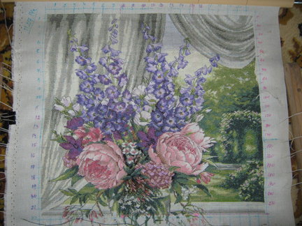 Мой процесс «Пионы и дельфиниумы» по схеме от Dimensions №76476