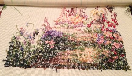 Начало новой работы: «Тропа в цветах» от Dimensions №77715