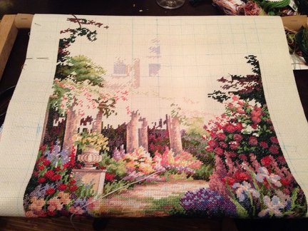 Начало новой работы: «Тропа в цветах» от Dimensions №85460