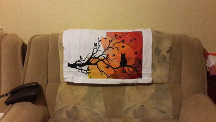 Закатный витраж с кошкой №133182