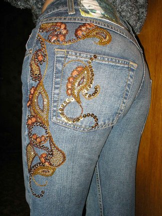 Вышивка на джинсах №143330