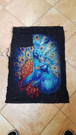 Пара павлинов на черной канве №157123