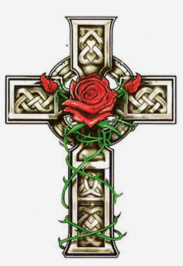 Крестик "Роза" - крест - предпросмотр