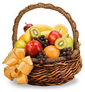 Фруктовая корзина)) - фруктовая корзина, фрукты, банан, киви, виноград, яблоко, для кухни - оригинал