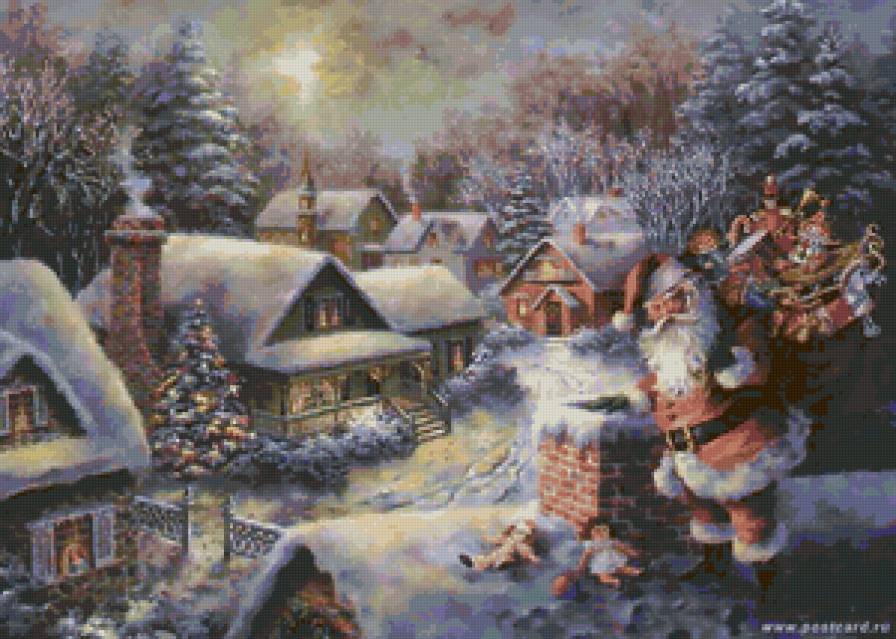 Санта на крыше - рождество, новый год, санта-клаус - предпросмотр