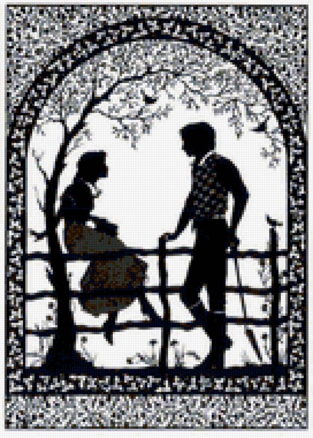 Свидание - монохром, юноша, живопись, девушка - предпросмотр