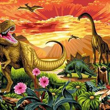 Схема вышивки «в гостях у динозавров»