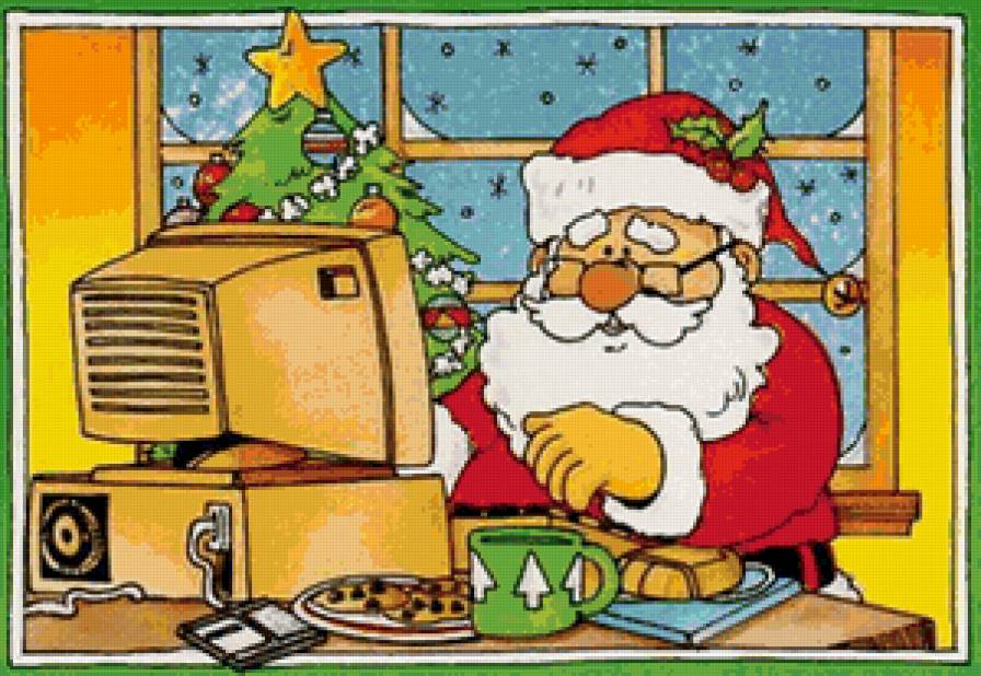 дед мороз у компа - предпросмотр