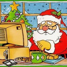 Схема вышивки «дед мороз у компа»