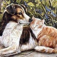 Схема вышивки «собака и кот»