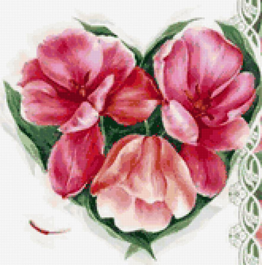 Цветочное сердечко - цветы, любовь, цветочки, сердечко, нежные лепестки - предпросмотр