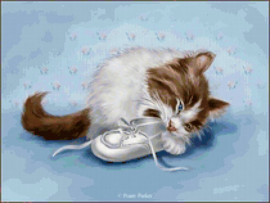 Котенок - коты, живопись, животные - предпросмотр