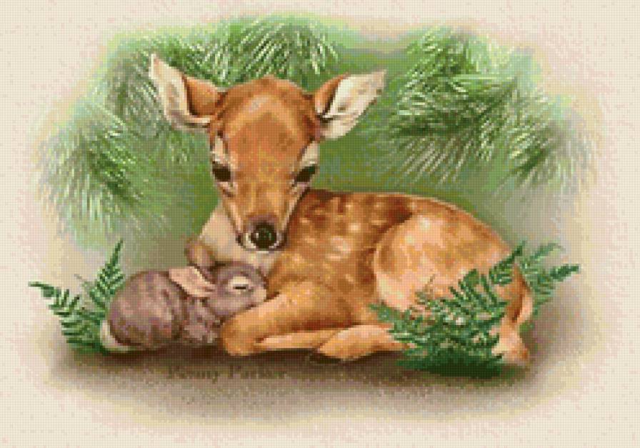 Друзья - пейзаж, живопись, животные - предпросмотр