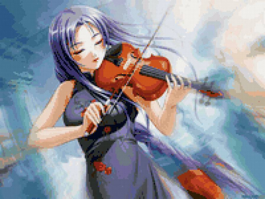 аниме 15 - скрипка, девушка, музыка, аниме - предпросмотр