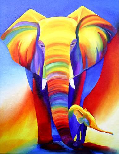 Слоны - абстракция, живопись, слоны, животные - оригинал